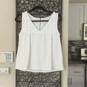 Anthropologie white sleeveless knit top